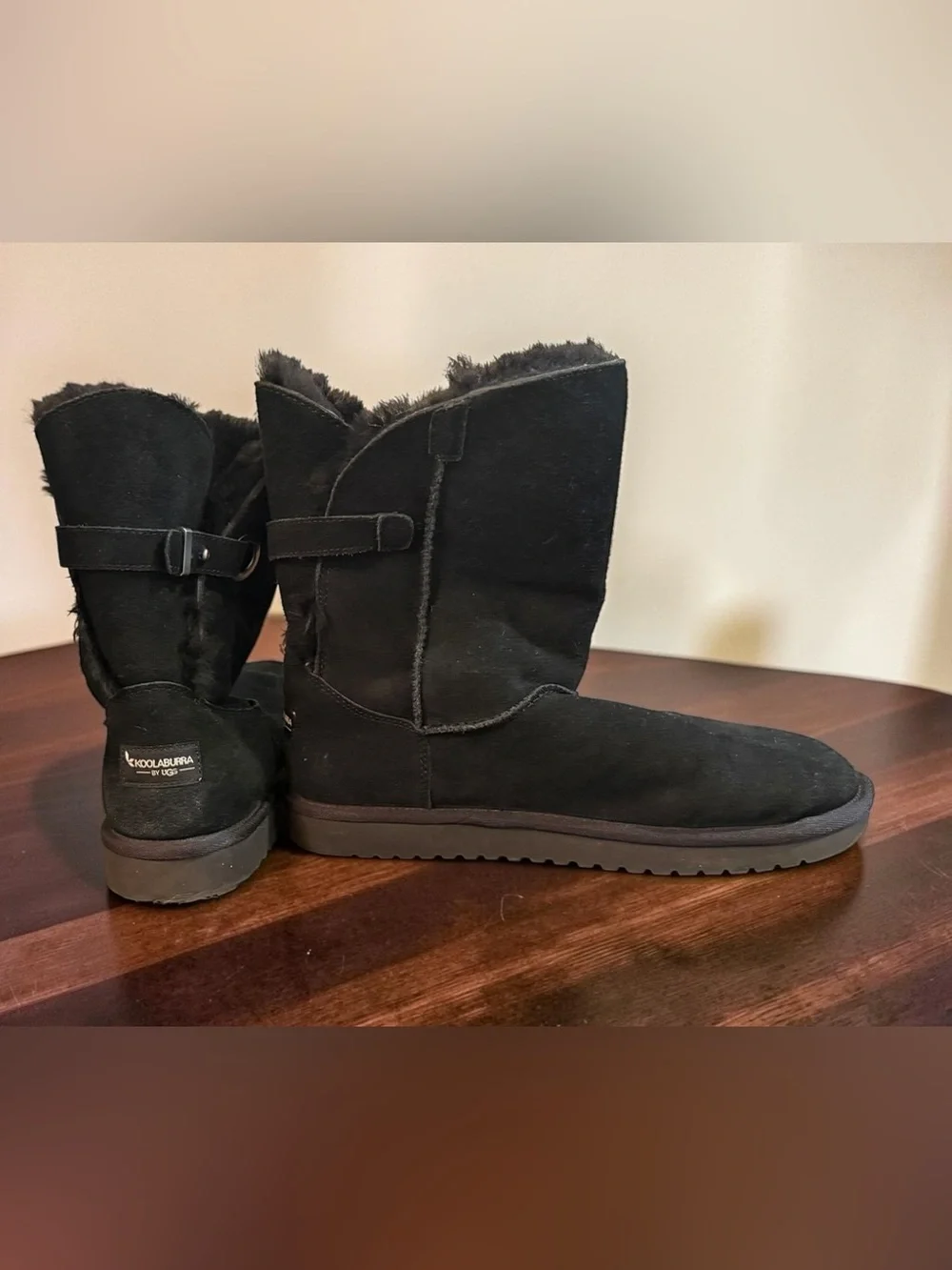 Koolaburra By Ugg Remley Short Black Suede Faux Fur Boots